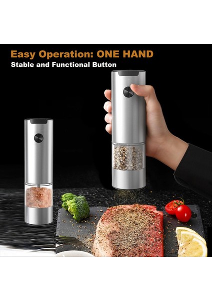 Tuz ve Karabiber Değirmeni, Taban, Ayarlanabilir Kaba Baharat Değirmeni, Otomatik Öğütme, LED Işık ile 2 Kişilik Elektrik Seti (Yurt Dışından) fiyatları