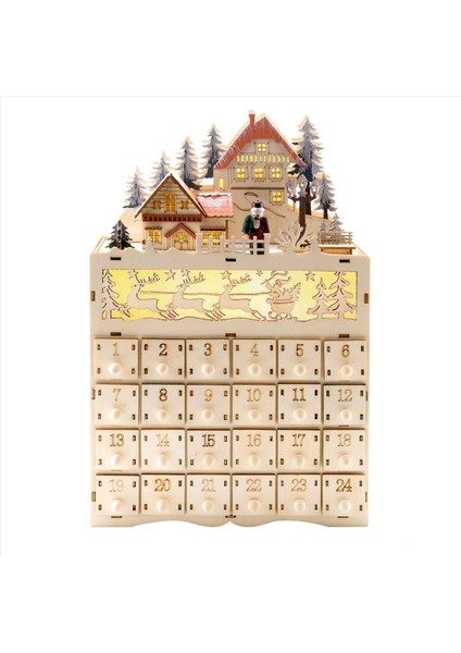 Ahşap Noel Advent Takvim Geri Sayım LED Tatil Dekorasyonu 24 Çekmeceler LED Işık (Yurt Dışından) fiyatları