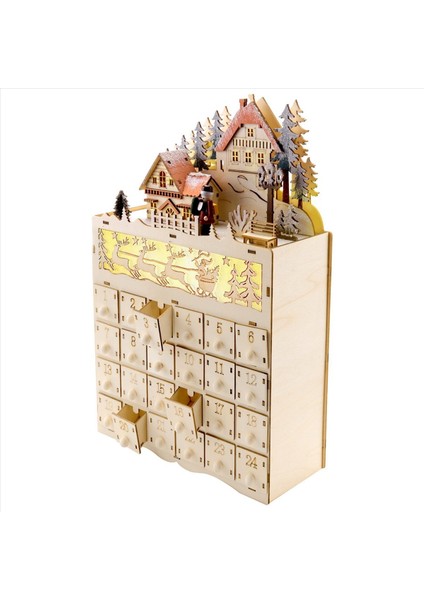Ahşap Noel Advent Takvim Geri Sayım LED Tatil Dekorasyonu 24 Çekmeceler LED Işık (Yurt Dışından) modelleri