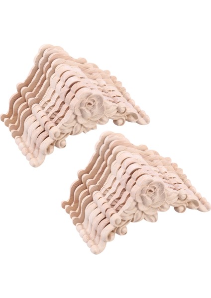 20PCS Çiçek Ahşap Oyma Çıkartma Köşesi Aplike Dekorasyon Çerçeve Ahşap Figürinler Dolap Dekoratif El Sanatları (Yurt Dışından)