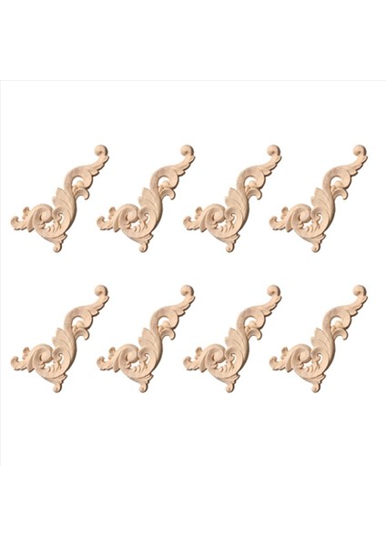 8x Ahşap Oyma Köşe Onlay Aplike Kapı Duvar Dekor 12X6CM Boyasız (Yurt Dışından)
