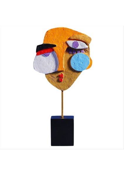 Modern Soyut Maske Heykeli Ev Heykeli Dekorasyon Reçine Figür Süslemeleri Oturma Odası Masaüstü Dolap Yüz El Sanatları A (Yurt Dışından)