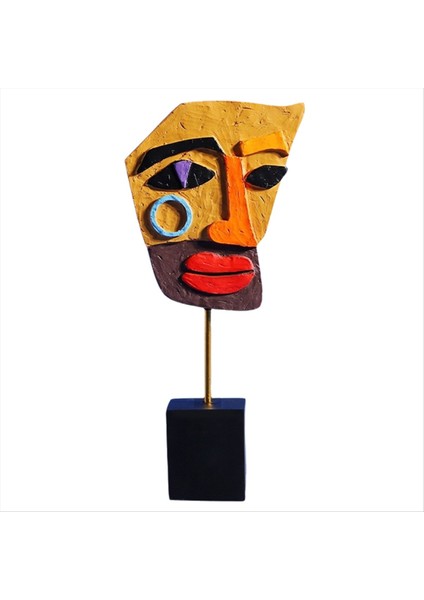 Modern Soyut Maske Heykel Ev Heykeli Dekorasyon Reçine Figür Süsleri Oturma Odası Masaüstü Dolabı Yüz El Sanatları B (Yurt Dışından)