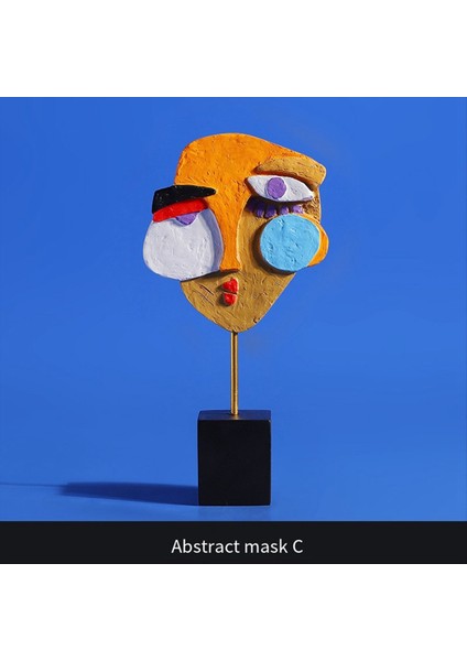 Modern Soyut Maske Heykel Ev Heykeli Dekorasyon Reçine Figür Süsleri Oturma Odası Masaüstü Dolabı Yüz El Sanatları B (Yurt Dışından) fiyatları