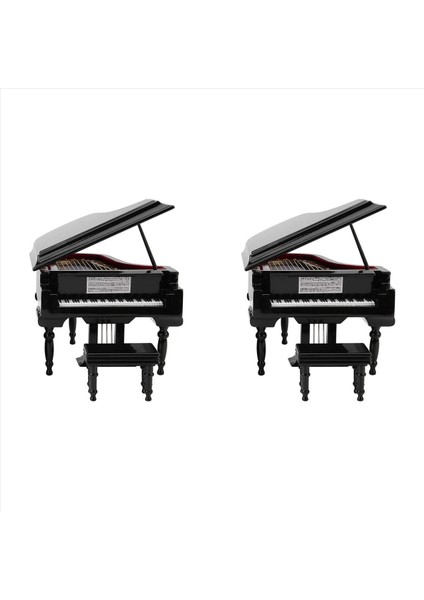 2x Minyatür Grand Piano Model Kiti Müzik Enstrümanı Sandalyeli Ev Ofis Dekorasyonu Için (Siyah Müzik Olmadan) Küçük (Yurt Dışından) modelleri