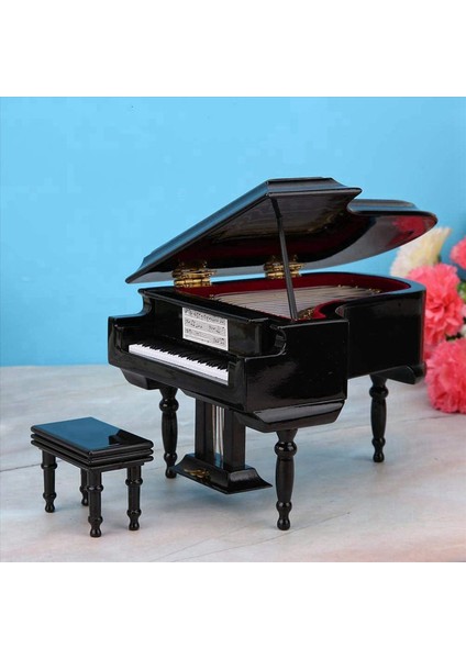 2x Minyatür Grand Piano Model Kiti Müzik Enstrümanı Sandalyeli Ev Ofis Dekorasyonu Için (Siyah Müzik Olmadan) Küçük (Yurt Dışından) fırsatları