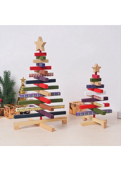 Ahşap Noel Ağaçları Figürinler Noel Dekorasyonları Ev Aksesuarları Döner Minyatürler Estetik Oda Dekoru Hediye L (Yurt Dışından) fırsatları