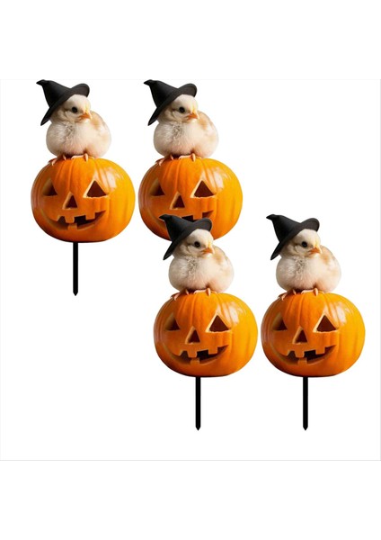 4pcs Cadılar Bayramı Metal Yard Dekorasyon Metal Mahkeme Tabelası Dekor Figürinler Cadılar Bayramı Tavuk Süslemesi Sevimli Dekor (Yurt Dışından)