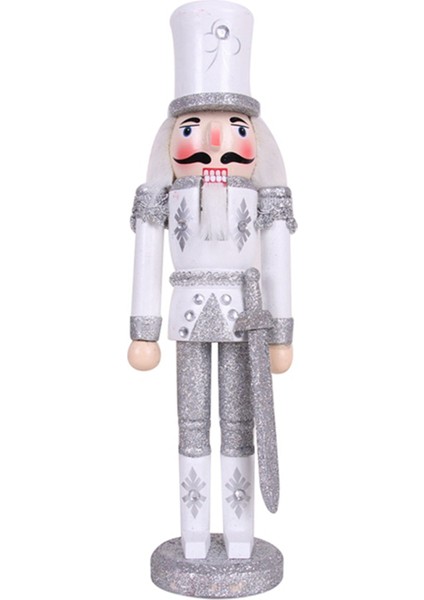 30CM Noel Süslemeleri Fındıkkıran Kukla Yaratıcı Ahşap El Sanatları Noel Masaüstü Dekorasyonları Gümüş (Yurt Dışından)