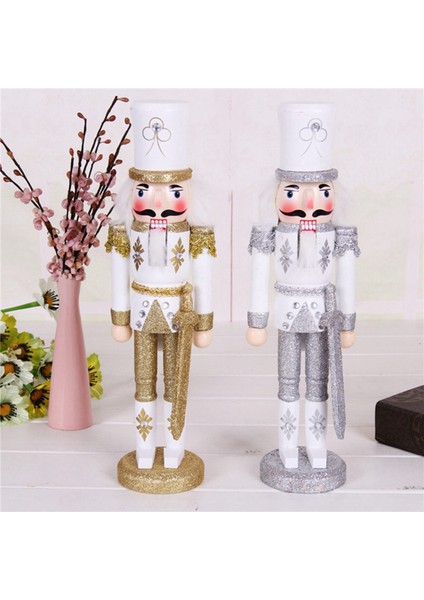 30CM Noel Süslemeleri Fındıkkıran Kukla Yaratıcı Ahşap El Sanatları Noel Masaüstü Dekorasyonları Gümüş (Yurt Dışından) fiyatları