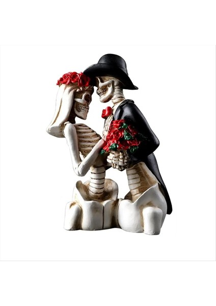 Reçine Iskeleti Heykelcik Cadılar Bayramı Dekorasyonu Gotik Aşıklar Romantik Gelin ve Damat Heykelcik Düğün Heykeli Hediyeler (Yurt Dışından)