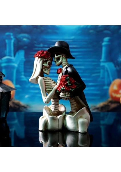 Reçine Iskeleti Heykelcik Cadılar Bayramı Dekorasyonu Gotik Aşıklar Romantik Gelin ve Damat Heykelcik Düğün Heykeli Hediyeler (Yurt Dışından) fiyatları