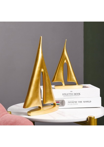 Modern Heykeller Ev Dekoru Yelken Dekoru Süsleme Tekne Süslemeleri Heykel Dekoru Sanat Heykelleri ve Heykelleri (2pcs) Altın (Yurt Dışından) fırsatları