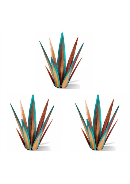 3x Büyük Tekila Rustik Heykel Açık Veranda Avlusu Için Rustik Metal Agave Bitkileri Ev Dekoru El Boyalı 55CM (Yurt Dışından)