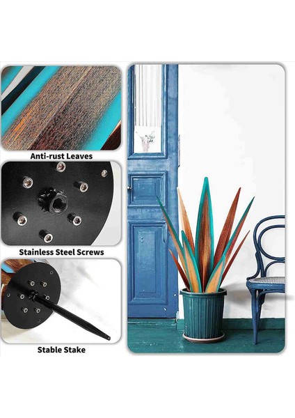 3x Büyük Tekila Rustik Heykel Açık Veranda Avlusu Için Rustik Metal Agave Bitkileri Ev Dekoru El Boyalı 55CM (Yurt Dışından) indirimleri