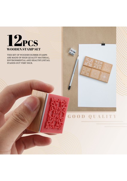 12PCS Ahşap Pullar Çiçek Desen Çevreleri ve Kareler Diy Zanaat Kartı ve Scrapbooking Için Dekoratif Kauçuk Ahşap (Yurt Dışından) modelleri