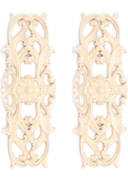 2x Kauçuk Ahşap Oyma Aplike Retro Mobilya El Sanatları Dekor Yeni (22 5 x 8cm) (Yurt Dışından)