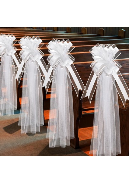 Büyük Beyaz Düğün Pew Yaylar Uzun Tül Düğün Pew Bows Sandalye Koridoru Dekorasyonları Düğün Araba Dekorasyon (Yurt Dışından) fiyatları