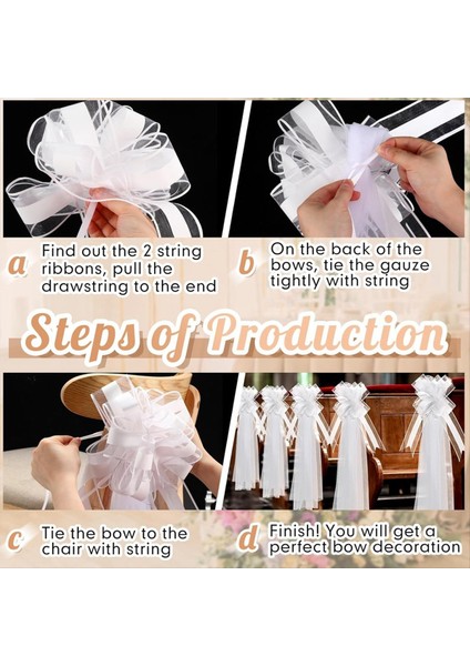 Büyük Beyaz Düğün Pew Yaylar Uzun Tül Düğün Pew Bows Sandalye Koridoru Dekorasyonları Düğün Araba Dekorasyon (Yurt Dışından) modelleri