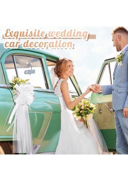 Büyük Beyaz Düğün Pew Yaylar Uzun Tül Düğün Pew Bows Sandalye Koridoru Dekorasyonları Düğün Araba Dekorasyon (Yurt Dışından) fırsatları