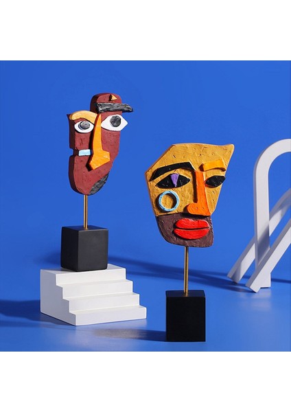 Modern Soyut Maske Heykeli Ev Heykeli Dekorasyon Reçine Figür Süslemeleri Oturma Odası Masaüstü Dolap Yüz El Sanatları A (Yurt Dışından) modelleri
