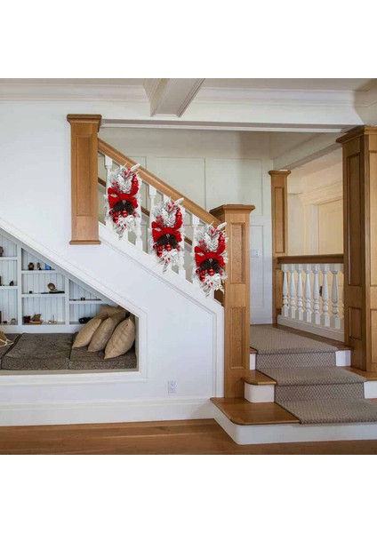 Noel Swag Merdiven Merdiven Kapı Şömine Pencere Açık Kapalı Noel Dekoru 60X30CM Kırmızı (Yurt Dışından) fırsatları