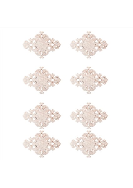 8x Çok Ahşap Oyulmuş Uzun Onlay Aplike Boyasız Çiçek Duvarları Dolapları Kapı Dekor Tipi 21X15CM (Yurt Dışından)