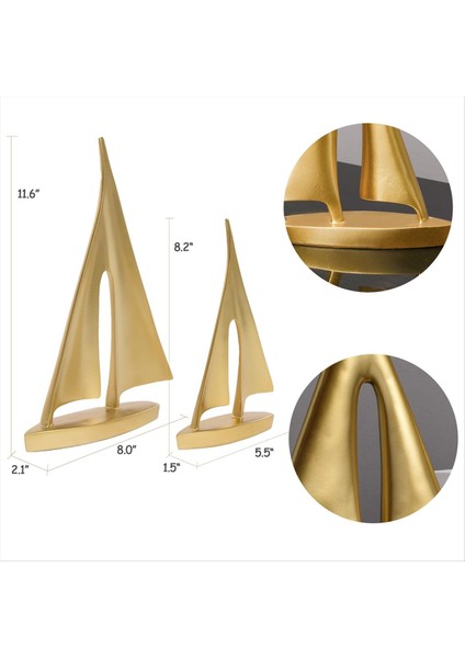 Modern Heykeller Ev Dekoru Yelken Dekoru Süsleme Tekne Süslemeleri Heykel Dekoru Sanat Heykelleri ve Heykelleri (2pcs) Altın (Yurt Dışından) indirimleri
