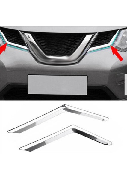 4pcs Chrome Ön Örgü Grille Grill Kafa Işık Kapağı Nissan Rogue X-Trail Için T32 2014 2015 2016 (Yurt Dışından) modelleri