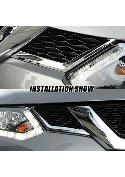 4pcs Chrome Ön Örgü Grille Grill Kafa Işık Kapağı Nissan Rogue X-Trail Için T32 2014 2015 2016 (Yurt Dışından) fırsatları