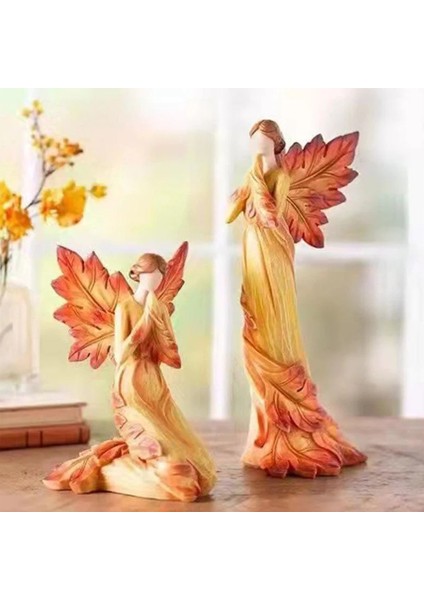 Sonbahar Akçaağaç Yaprak Angel Heykel Masaüstü Süsleri Bahçe Ev Ofis Dekorasyonu Diz Çökmüş Melek (Yurt Dışından) modelleri