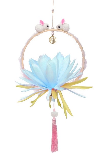 Çin Fenerleri Dıy Mid-Sutnum Fenerler Malzeme Seti Orta Sonbahar Festivali Için Tavşan Çiçek Feneri LED Dekor Mavi (Yurt Dışından)