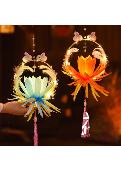 Çin Geleneksel Fener Diy Orta Sonbahar Festivali Fener Malzeme Seti LED Vintage El Yapımı Fenerler Kırmızı (Yurt Dışından) fırsatları