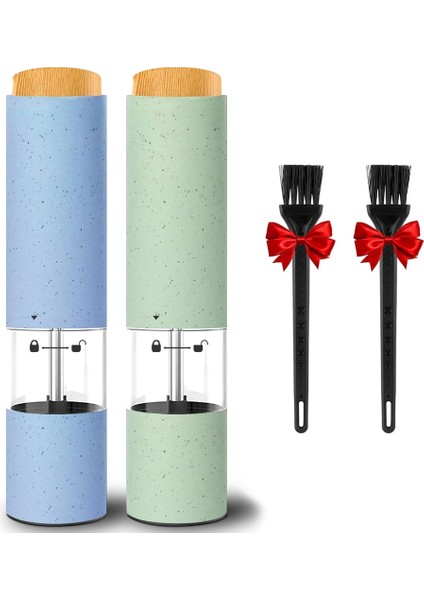 2 Pcs Elektrik Tuz ve Karabiber Öğütücü Ayarlanabilir Kaba Pille Destekli LED Işık ile Otomatik Çalışma (Yurt Dışından)