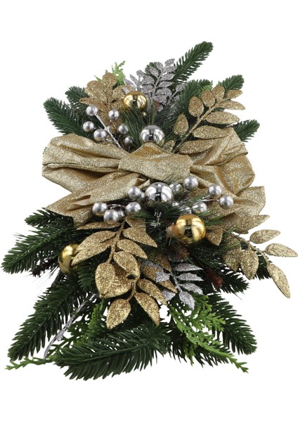 Noel Swag Merdiven Merdivenler Için Noel Çelenk Kapı Şömine Pencere Açık Kapalı Noel Dekoru 60X30CM Altın (Yurt Dışından) modelleri