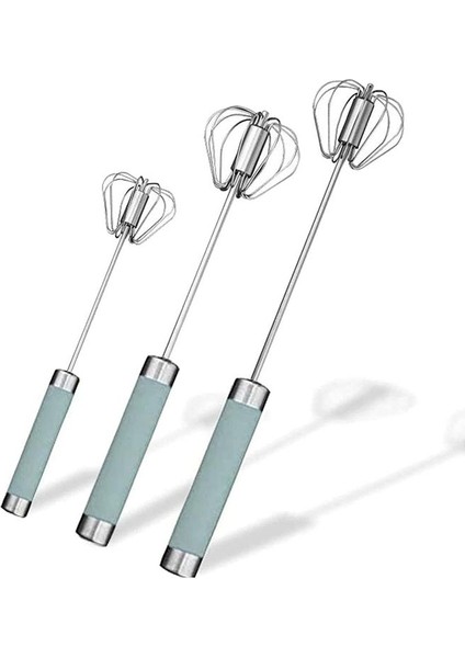 Paslanmaz Çelik Yarı Otomatik Yumurta Çırpma - 3pcs El Push Döner Çırpma Blender (Mavi) (Yurt Dışından)