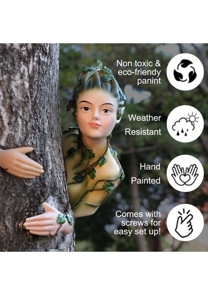 Peri Tree Hugger Açık Duru Duru Bahçe Dekor Forestelves Heykelleri Heykeller Ağaç Yüz Peeker Süslemeleri Bahçecilik Hediyesi (Yurt Dışından)