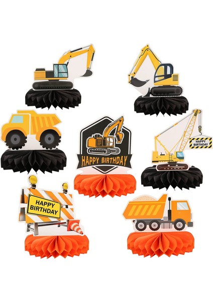 7 Pcs Kamyon Tema Partisi Süslemeleri Inşaat Petek Centerpieces Çocuklar Için Tablo Toppers Doğum Günü Tema Partisi (Yurt Dışından)