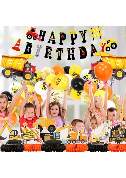 7 Pcs Kamyon Tema Partisi Süslemeleri Inşaat Petek Centerpieces Çocuklar Için Tablo Toppers Doğum Günü Tema Partisi (Yurt Dışından) fırsatları