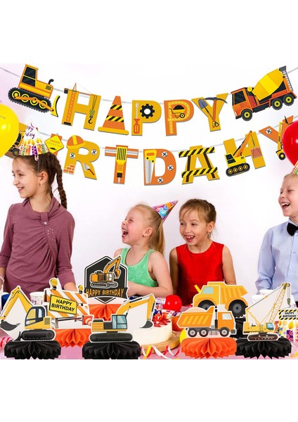 7 Pcs Kamyon Tema Partisi Süslemeleri Inşaat Petek Centerpieces Çocuklar Için Tablo Toppers Doğum Günü Tema Partisi (Yurt Dışından) indirimleri