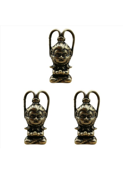 3x Bakır Maymun Kral Heykelcik Güneş Wukong Heykel Dekor Balık Tank Süsleri Ev Taşınmasız Ev Dekor Araba Dekorasyon (Yurt Dışından)