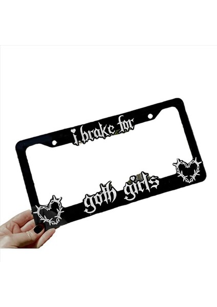 2x Siyah Plaka Çerçevesi Dekoratif Lisans Freni Goth Girls Otomatik Plaka Çerçevesi Araba Lover Için Taşınabilir (Yurt Dışından) fiyatları