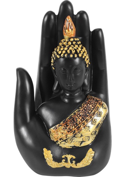 Palm Heykelinde Tay Buddha Heykelcik Zen Buddha Heykel-Iç/açık Dekor Bahçe Veranda Sundurma Bahçe Sanat Dekoru (Yurt Dışından)