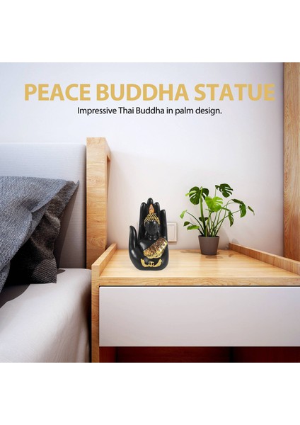 Palm Heykelinde Tay Buddha Heykelcik Zen Buddha Heykel-Iç/açık Dekor Bahçe Veranda Sundurma Bahçe Sanat Dekoru (Yurt Dışından) fiyatları