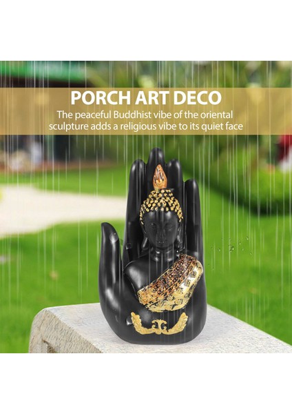 Palm Heykelinde Tay Buddha Heykelcik Zen Buddha Heykel-Iç/açık Dekor Bahçe Veranda Sundurma Bahçe Sanat Dekoru (Yurt Dışından) fırsatları