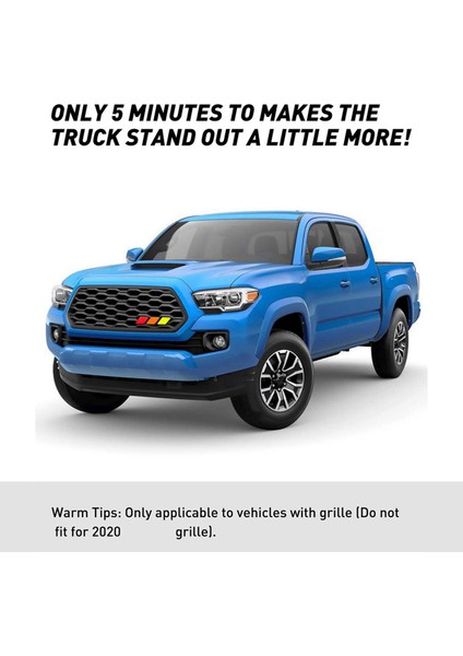 3x Tri -Renkli Izgara Rozeti Toyota Tacoma Için Dekorasyon Araba Kamyonu Etiketi 4runner -Tundra Sequoia Rav4 Highlander (Yurt Dışından) modelleri