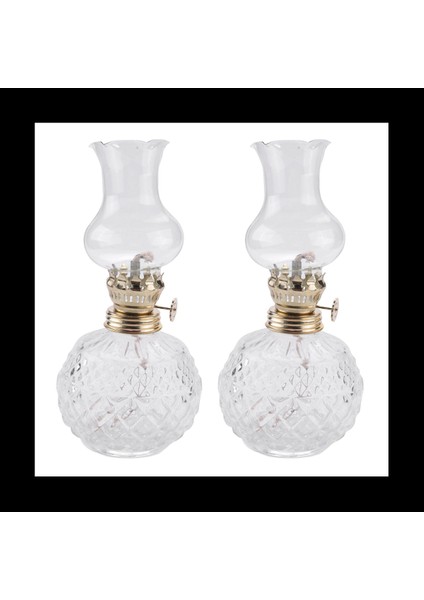 2x Iç Mekan Yağ Lambası Açık Cam Abajurlu Klasik Yağ Lambası Ev Kilise Malzemeleri (Yurt Dışından)