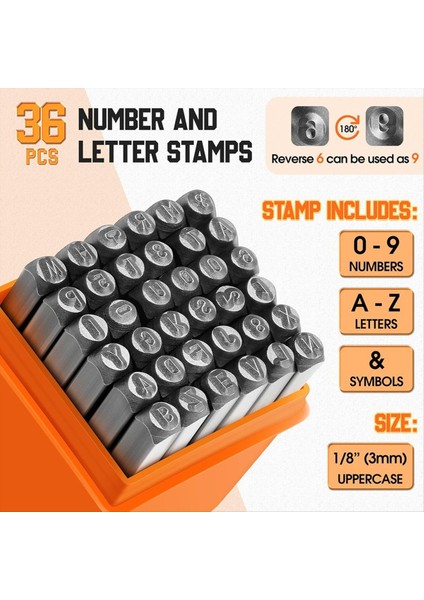 36 Pcs Çelik Metal Damgalama Seti 1/8 Inç (3mm) 50 Adet Alüminyum Bitki Etiketi Çelik Numarası ve Harf Damgası Alet Kiti (Yurt Dışından) indirimleri