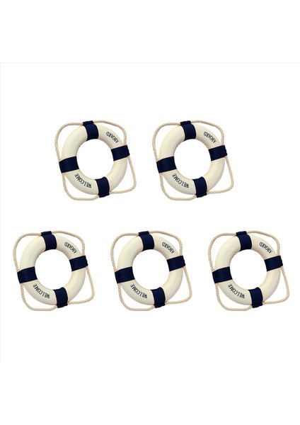 5x Gemide Hoş Geldiniz Köpük Nautical Life Lifebuoy Yüzük Tekne Duvar Ev Dekorasyon Mavi 50 cm Asmak (Yurt Dışından)