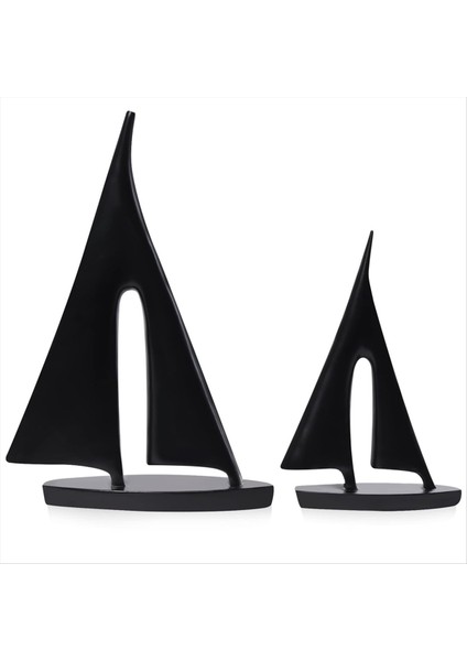 Modern Heykeller Ev Dekor Yelkenli Dekor Süs Tekne Süslemeleri Heykel Dekor Sanat Heykelleri ve Heykeller (2pcs) Siyah (Yurt Dışından)